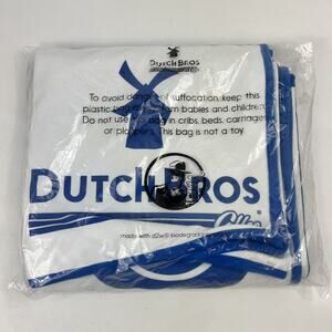 New Dutch Bros Coffee Throw Blanket 48x60 Reversible Smiley Face Checkered Blue
